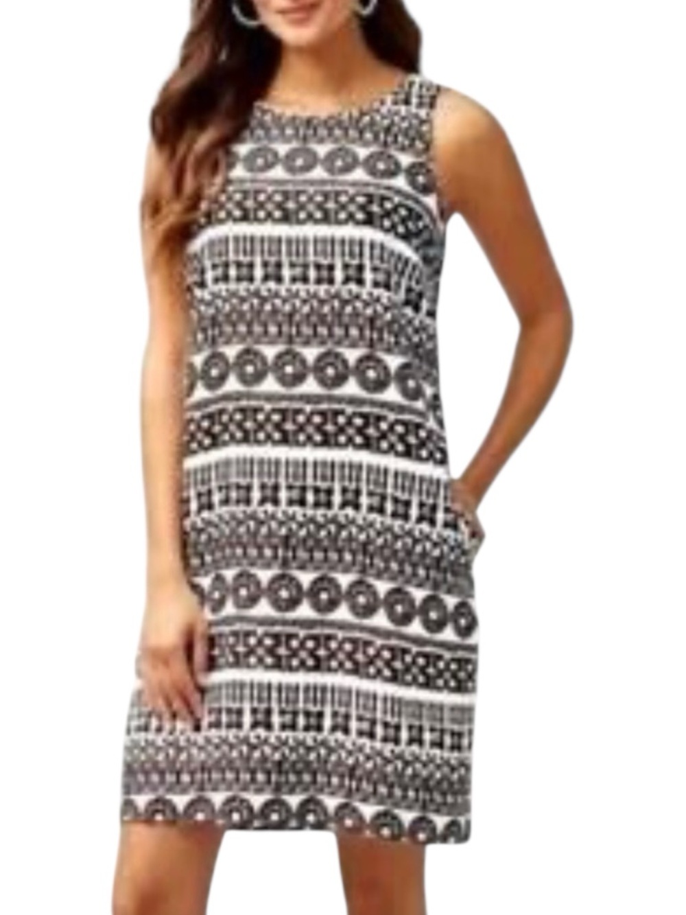 Tommy Bahama Tahiti Tango Linen Shift Dress Size L Pockets Ethnic Boho Vacation
